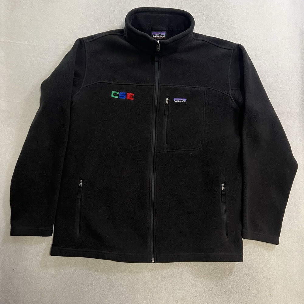 Patagonia Synchilla Full Zip Fleece Jacket Men's Size 2XL Black Corporate Logo